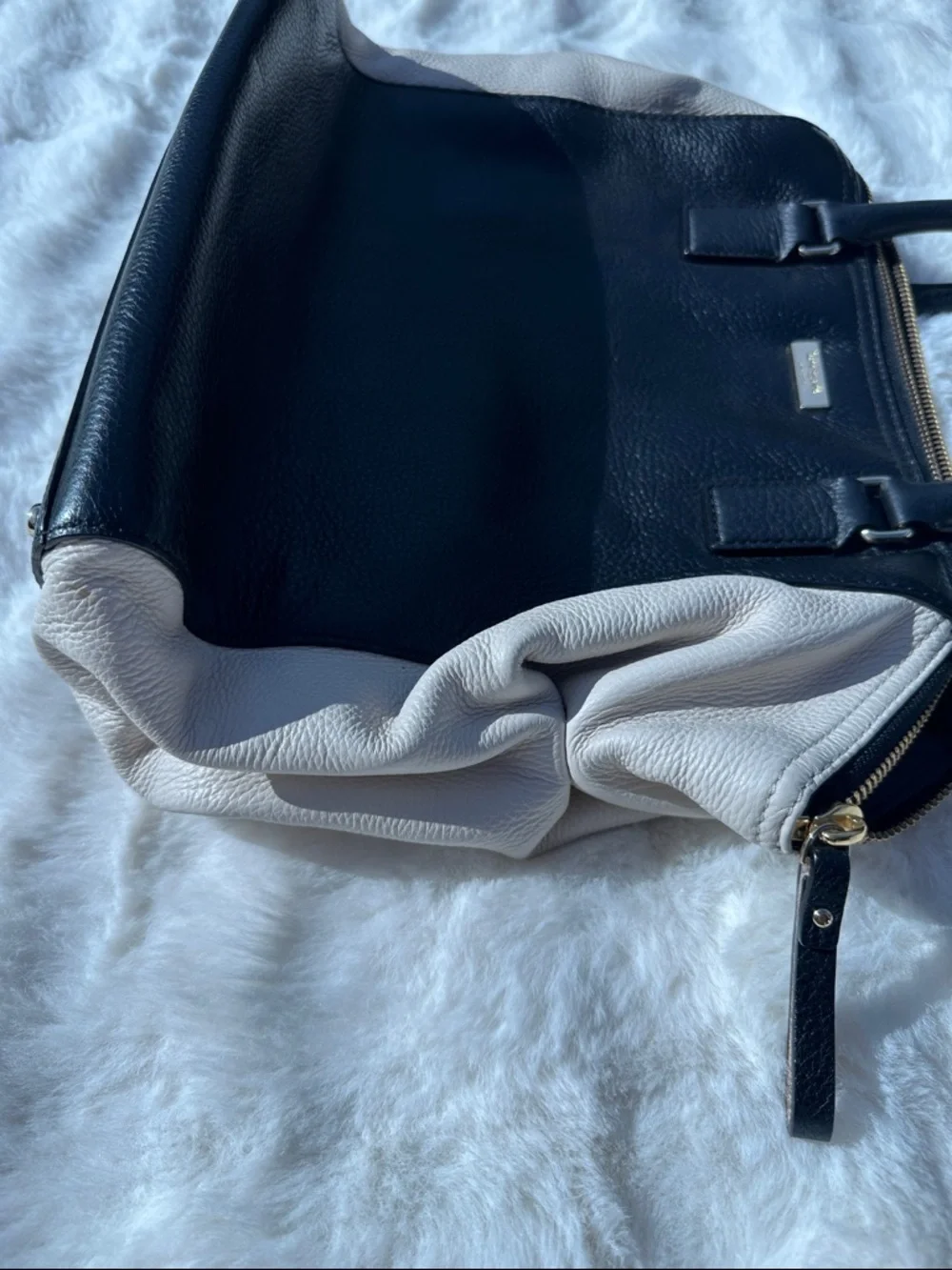 Kate Spade Ollie magnolia satchel tote leather black and white